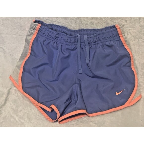 Nike Tempo Shorts Youth Medium Blue Pink Girls Dri Fit Drawstring Waist - Picture 1 of 7